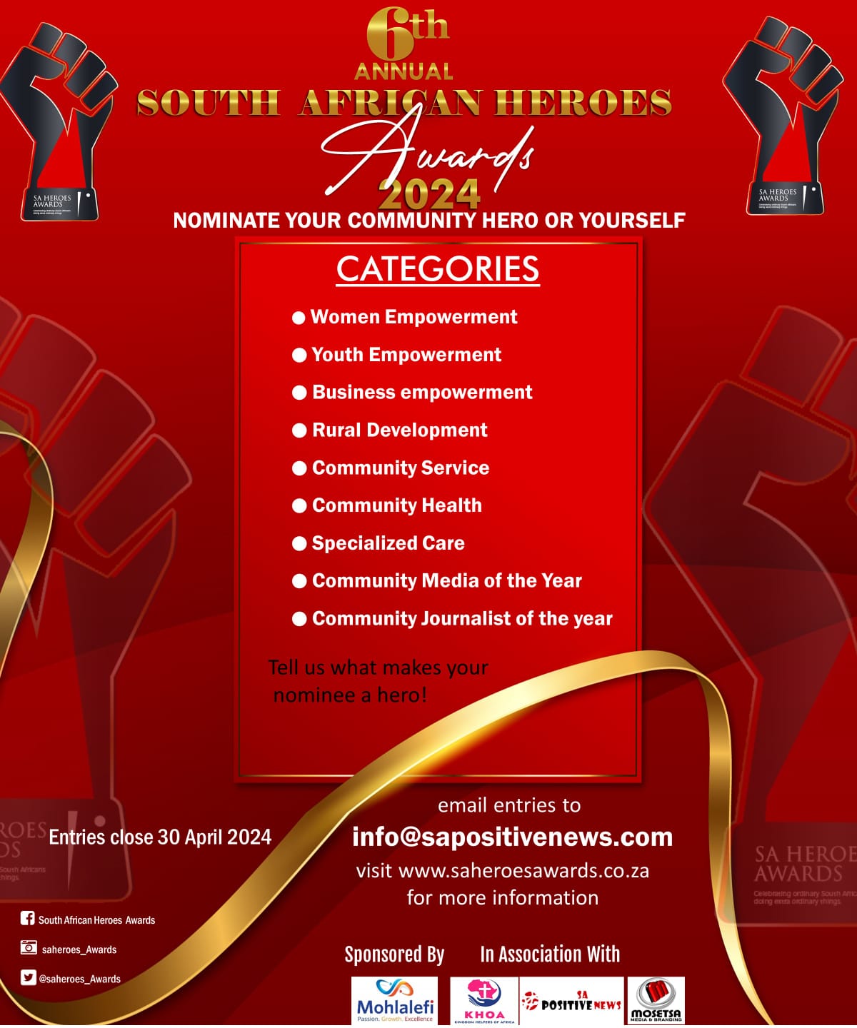 Nominations Open for South African Heroes Awards 2024 - Guardian Report